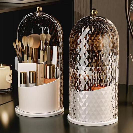 Rotating Makeup Brushes Organizer Case Makeup Brush (Diamond-like White Rotating)
